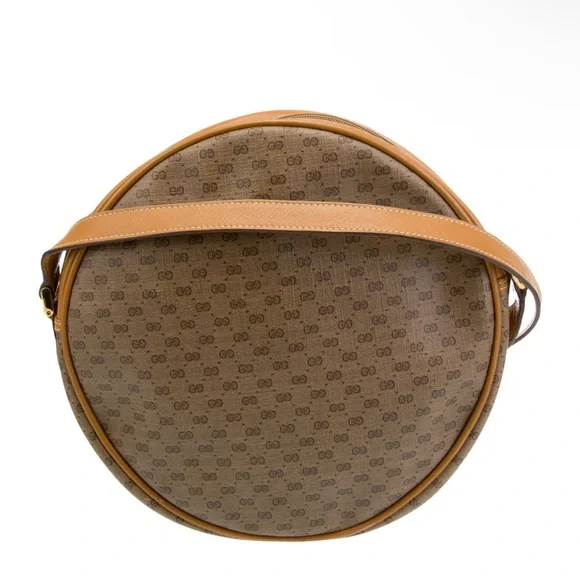 Gucci Round Canteen Crossbody Bag Vintage Rare Micro GG Circle Messenger XL - Picture 7 of 17